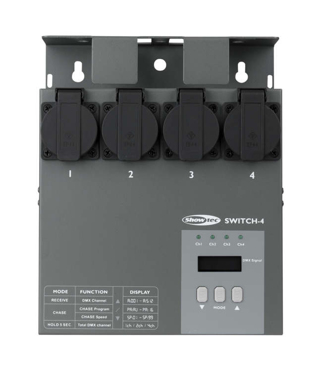 Showtec MultiSwitch DMX512 4-kanaals schakelpack Winkelmodel 50357