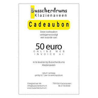 Busscherdrums Cadeaubon €50,- te besteden bij Busscherdrums
