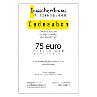 Busscherdrums Cadeaubon €75,- te besteden bij Busscherdrums