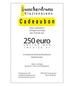 Busscherdrums Cadeaubon €250.- te besteden bij Busscherdrums