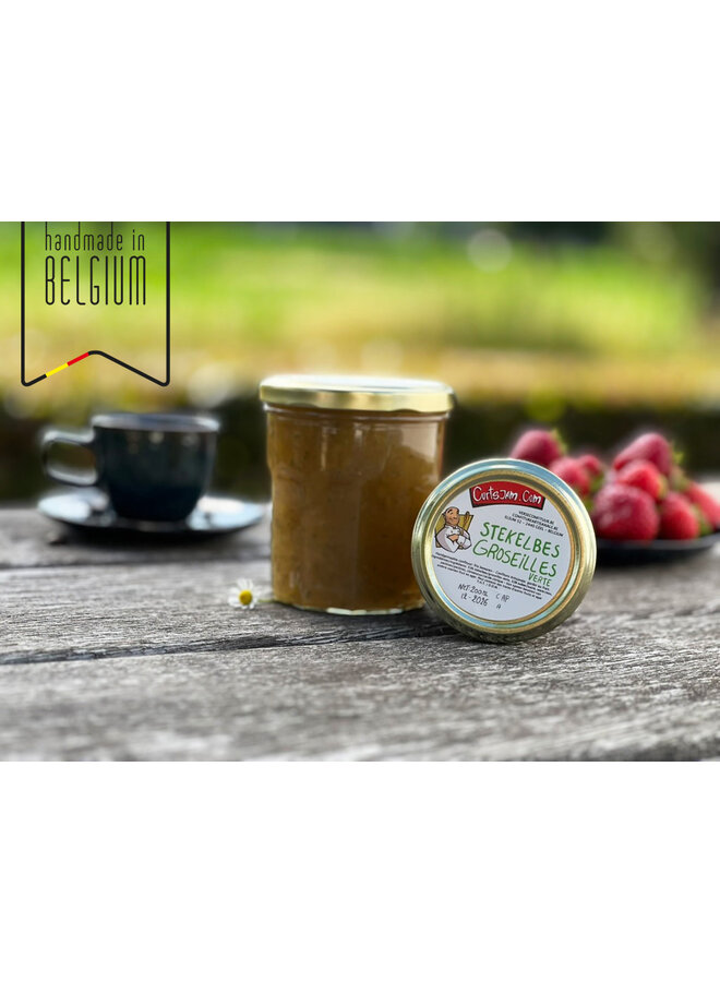 Hausgemachte Konfitüre mit grüner Stachelbeere – frisch, leicht säuerlich und perfekt für Käseplatten oder als Frühstücksaufstrich.