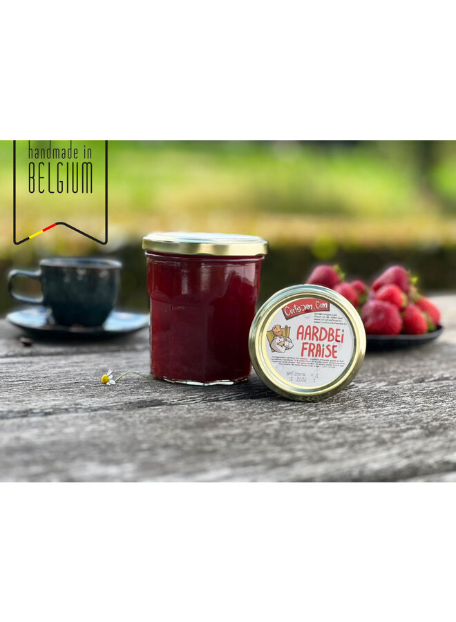 Classic strawberry jam with rich fruit flavour. Handmade and naturally lower in sugar.