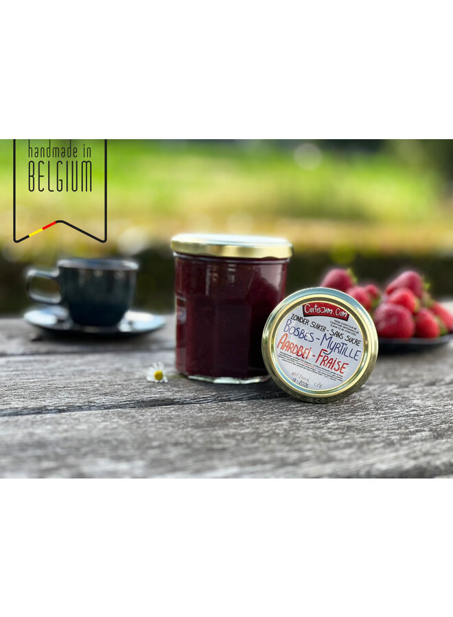Fresh and fruity strawberry-blueberry jam with no added sugar.