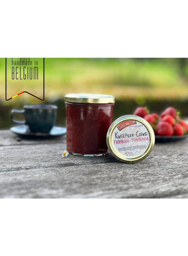 Fruchtige Himbeere trifft auf zarte Quitte in dieser handgemachten Konfitüre mit Vanille und weniger Zucker – perfekt zum Frühstück oder Dessert.