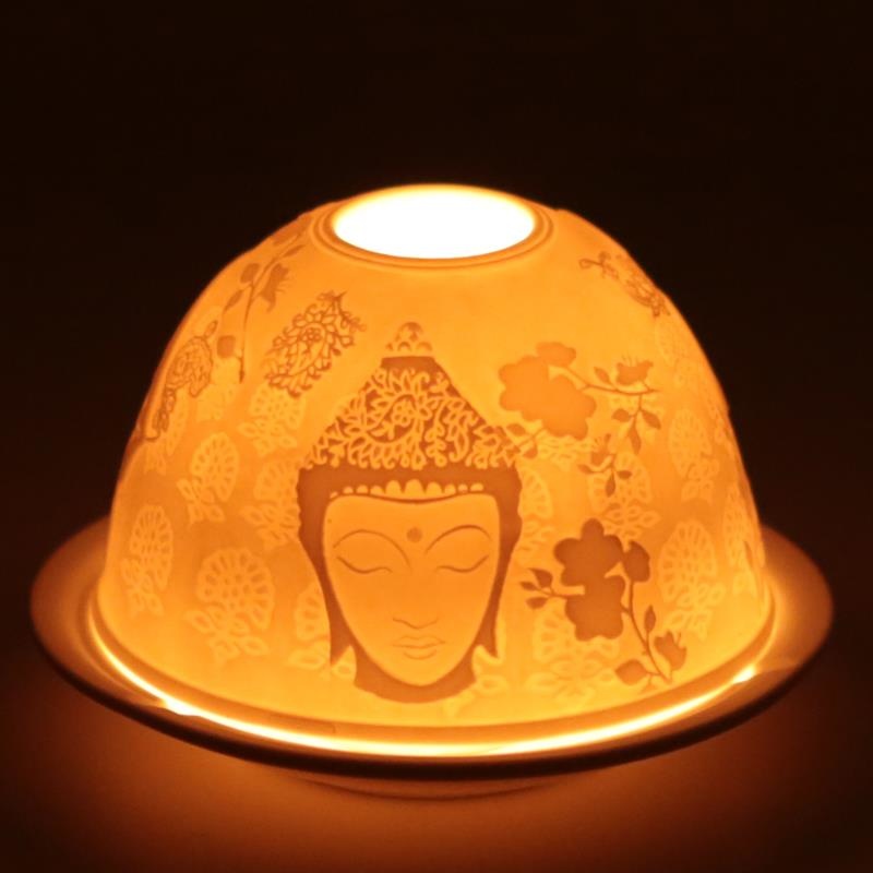 Sfeerlicht porselein Meditatie met 3 afbeeldingen