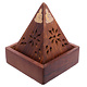 Sheesham Hout Piramide Kegeltjes Wierookhouder - Boeddha