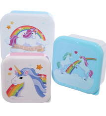 Set 3 lunchtrommels - Betoverende Regenboog Eenhoorn