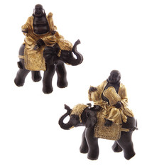 Goud & Bruin Lachende Dikke Boeddha op olifant