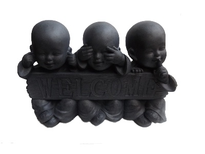 Kindmonnik horen-zien-zwijgen "welcome"