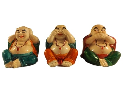 Gekleurde horen zien, zwijgen boeddha's