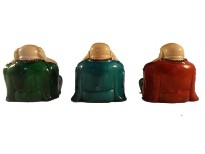 Gekleurde horen zien, zwijgen boeddha's