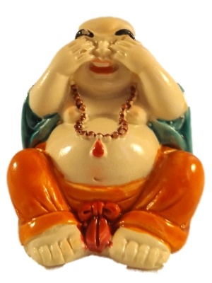 Gekleurde horen zien, zwijgen boeddha's