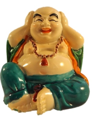 Gekleurde horen zien, zwijgen boeddha's