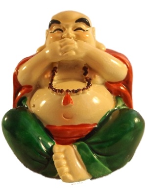 Gekleurde horen zien, zwijgen boeddha's