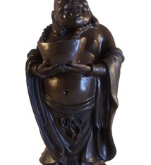 Dikbuik Boeddha met offer kom hout effect