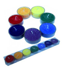 Theelichtjes chakra geurkaarsjes set van 7 stuks