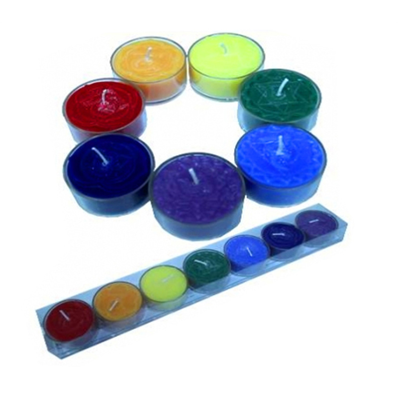 Theelichtjes chakra geurkaarsjes set van 7 stuks