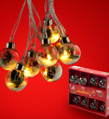 Glazen LED Kerstballen Feeén Lichtketting