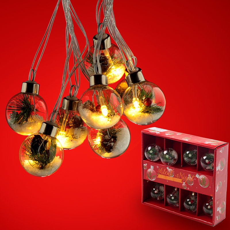 Glazen LED Kerstballen Feeén Lichtketting