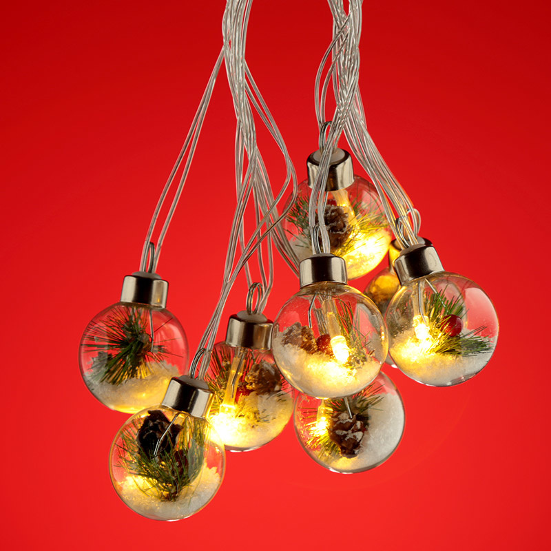 Glazen LED Kerstballen Feeén Lichtketting