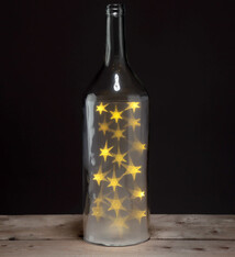 Glazen Pot Fles met witte LED Ster Lampjes - groot