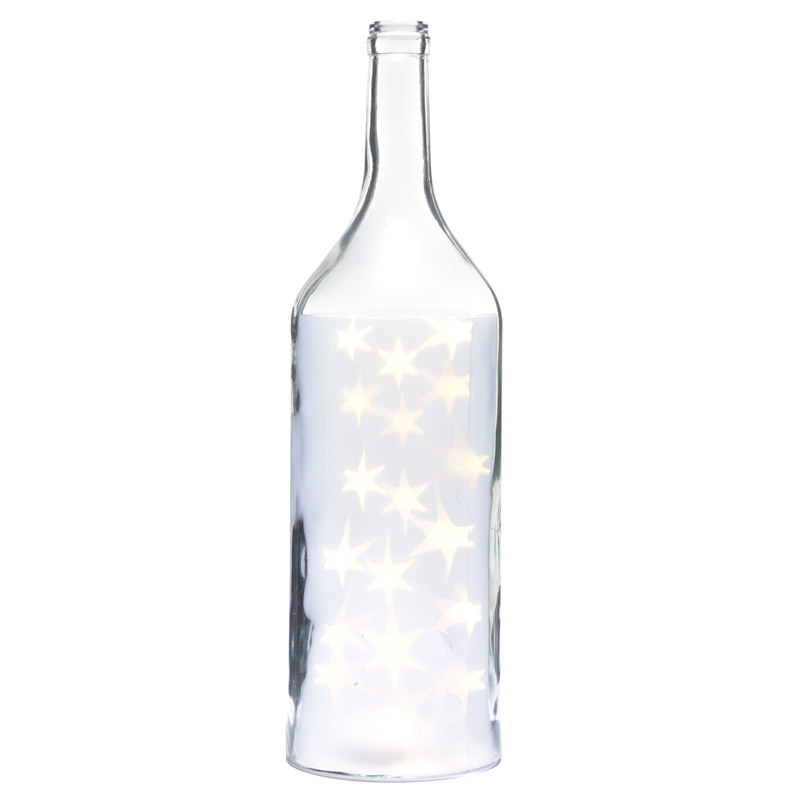 Glazen Pot Fles met witte LED Ster Lampjes - groot