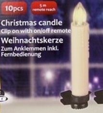 Set van 10 LED kerstkaarsen (met afstandsbediening)
