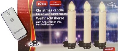 Set van 10 LED kerstkaarsen (met afstandsbediening)
