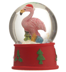 Feestelijke Kerstmis mini Flamingo Sneeuwbol
