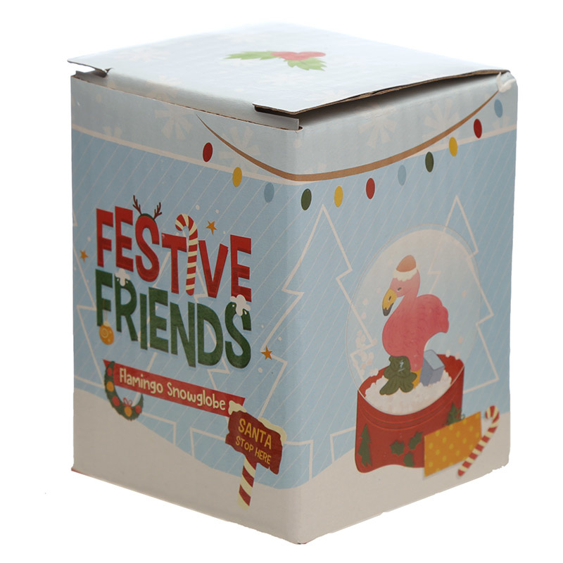 Feestelijke Kerstmis mini Flamingo Sneeuwbol