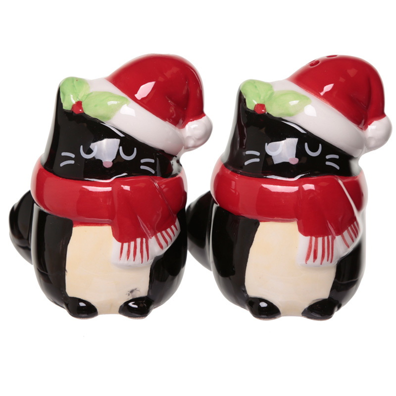 Feline Festive Kerstmis Kat Peper- en Zoutstel