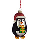 Pinguïn met Cadeau Glazen Kerstbal