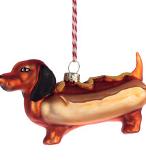 Hot Dog Worstehond Glazen Kerstbal