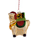 Lama met Cadeau Glazen Kerstbal