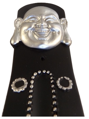 Zwarte Happy Boeddha wierookplankje met versieringen