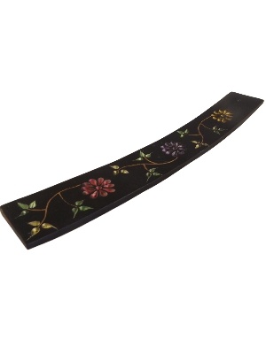 Wierookhouder - zeepsteen - ski met bloemmotieven