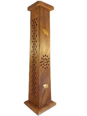 Houten wierook toren olifant
