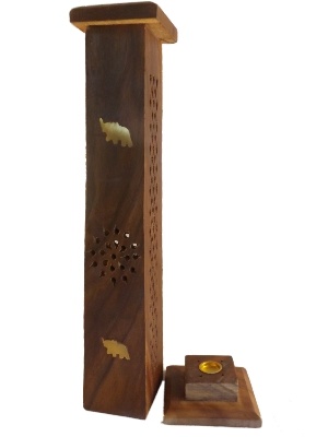Houten wierook toren olifant