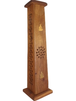 Houten wierook toren Boeddha