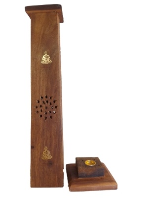 Houten wierook toren Boeddha