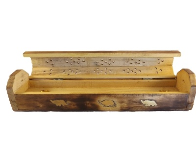 Houten Wierook kistje met een olifant