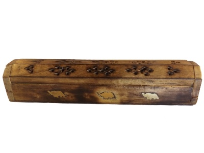 Houten Wierook kistje met een olifant