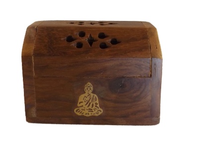 Houten kegel kistje Boeddha