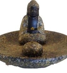 Wierookhouder Boeddha op schaaltje Bruin