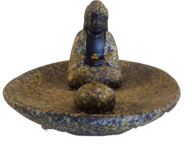 Wierookhouder Boeddha op schaaltje Bruin