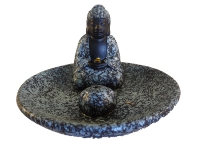 Wierookhouder Boeddha op schaaltje grijs