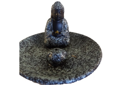 Wierookhouder Boeddha op schaaltje grijs