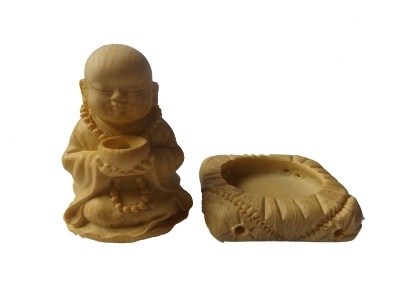 Monnik wierookhouder met schaal