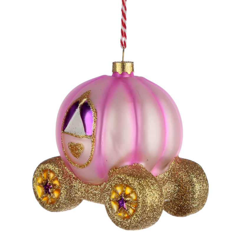 Betoverd Prinses Rijtuig Glazen Kerstbal