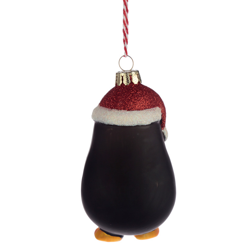 Pinguïn met Cadeau Glazen Kerstbal